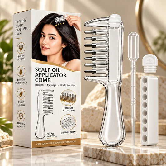 OIL APPLICATOR COMB WITH SCALP MASSAGER — MESS-FREE OILING FOR SCALP CARE